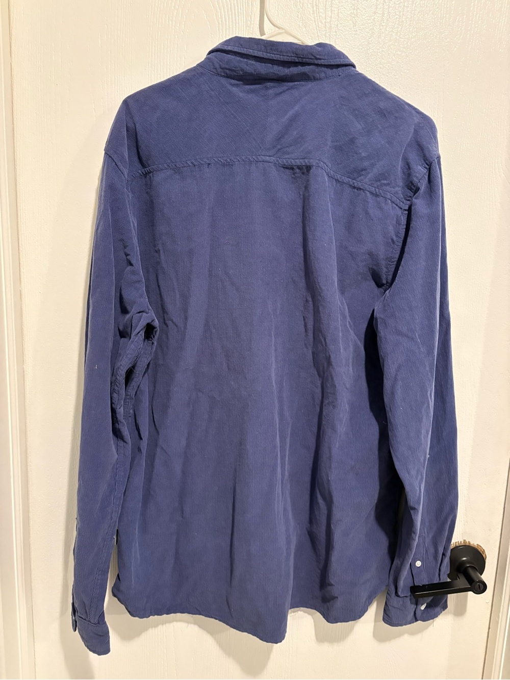 Corduroy Navy Button-Down Shirt - Long Sleeve Casual - Picture 3 of 3